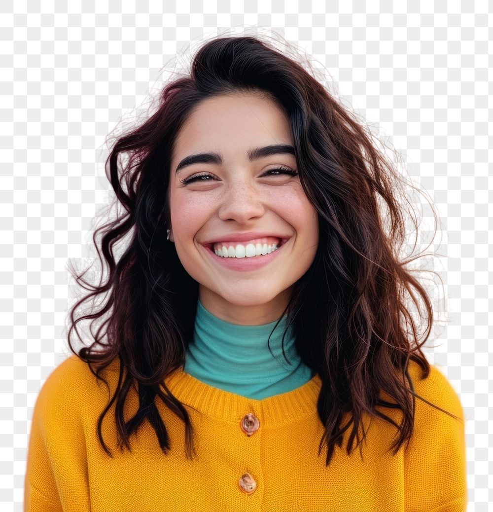 PNG American woman happy face portrait laughing adult.