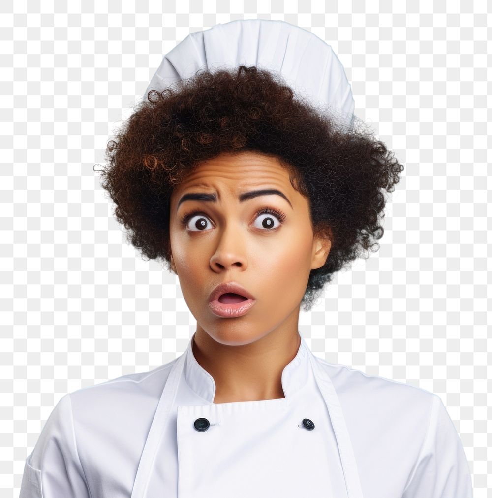 PNG Black woman chef suprised face portrait photography adult.