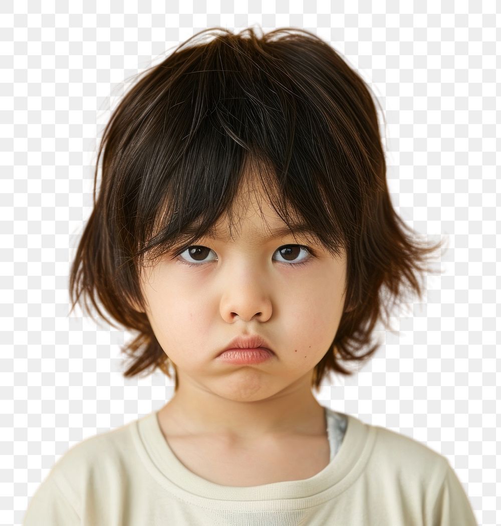 PNG Japnese kids angry face portrait photography child.