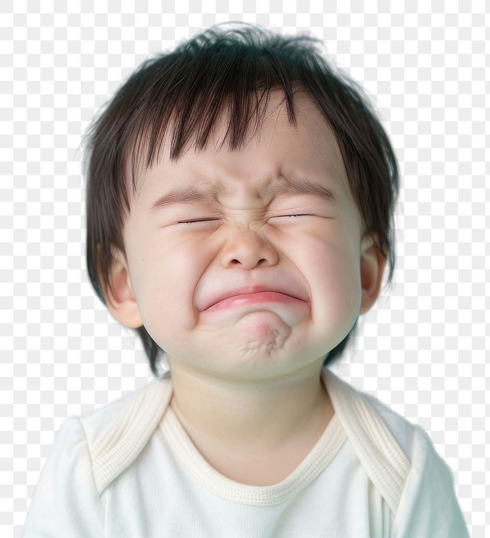 PNG Japnese kids crying face portrait pain baby.