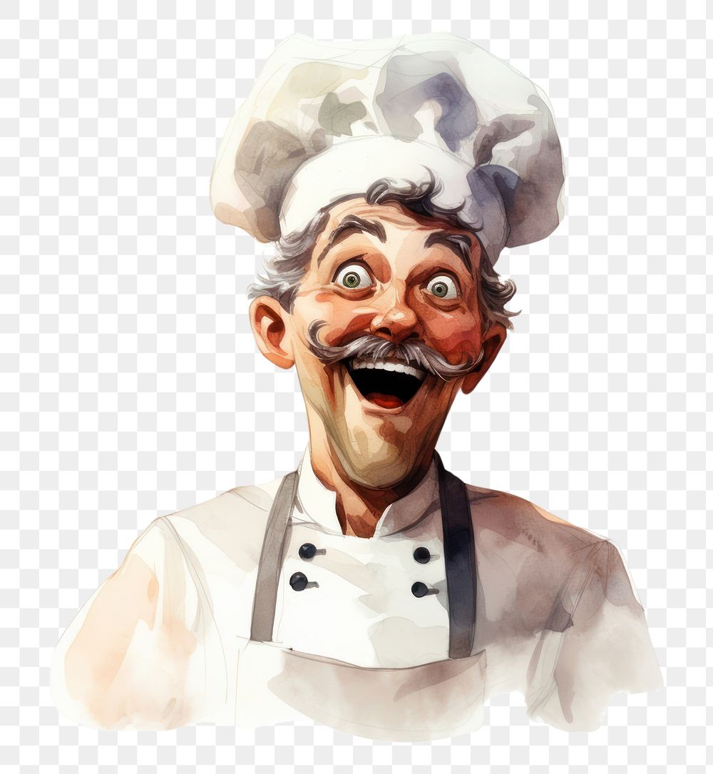 PNG  A chef smiling face expression portrait white background photography.