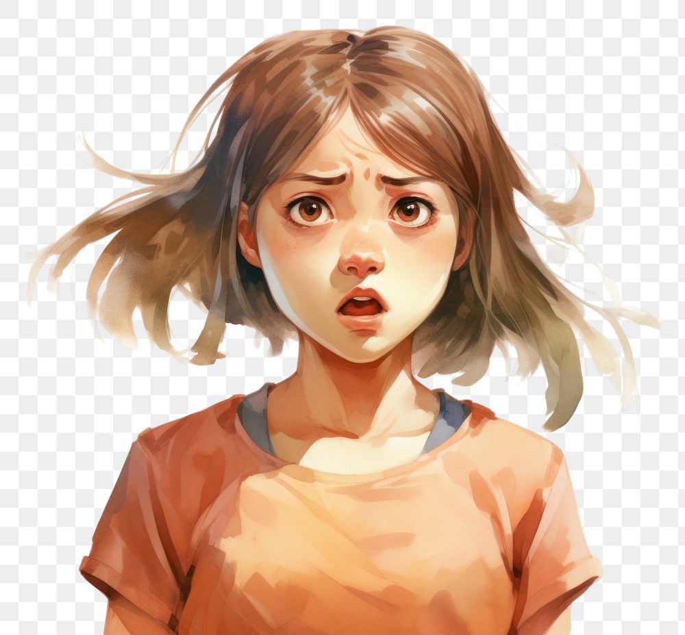 PNG  A girl angry face expression portrait adult anime.