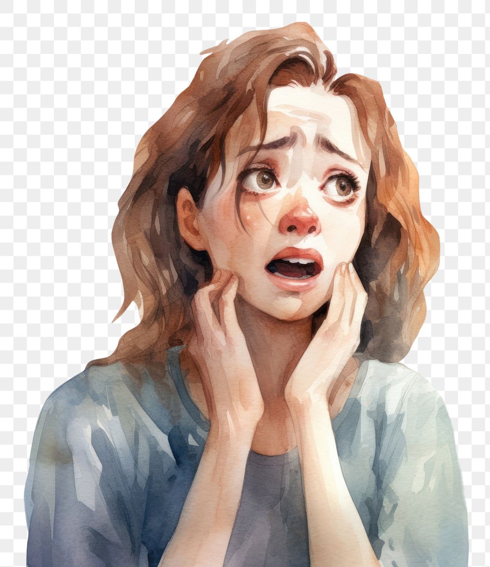 PNG  A woman crying face expression portrait adult frustration.