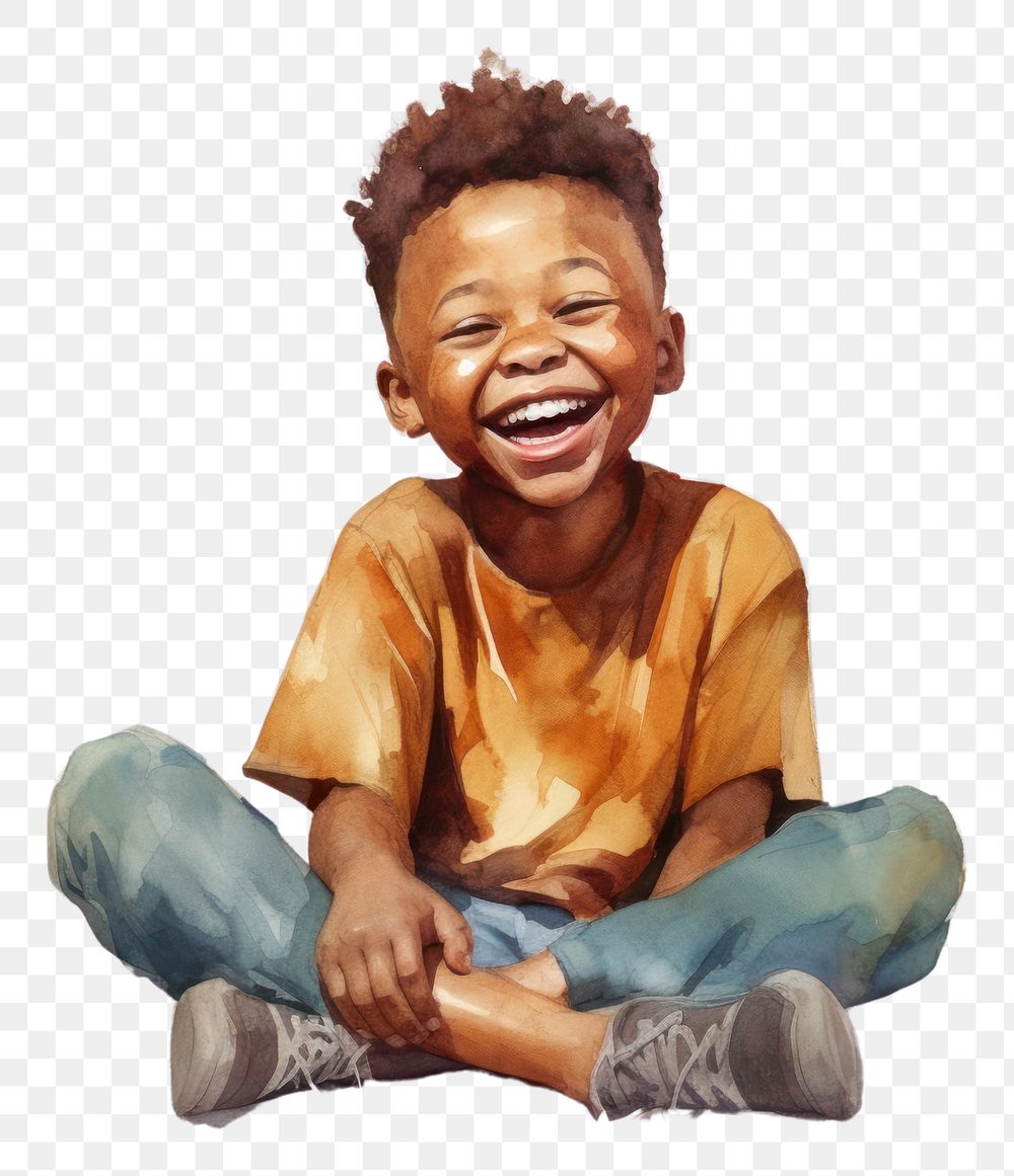 PNG  African boy laughing face expression portrait smile child.