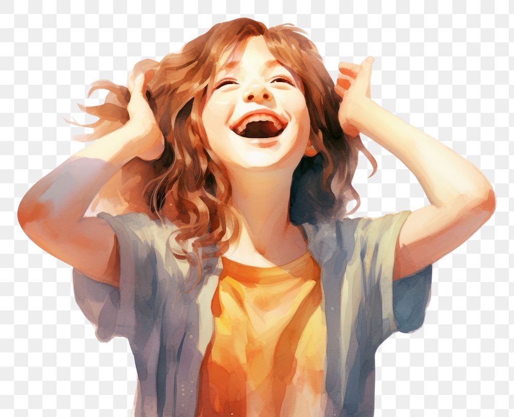 PNG  American girl laughing face expression shouting portrait adult.
