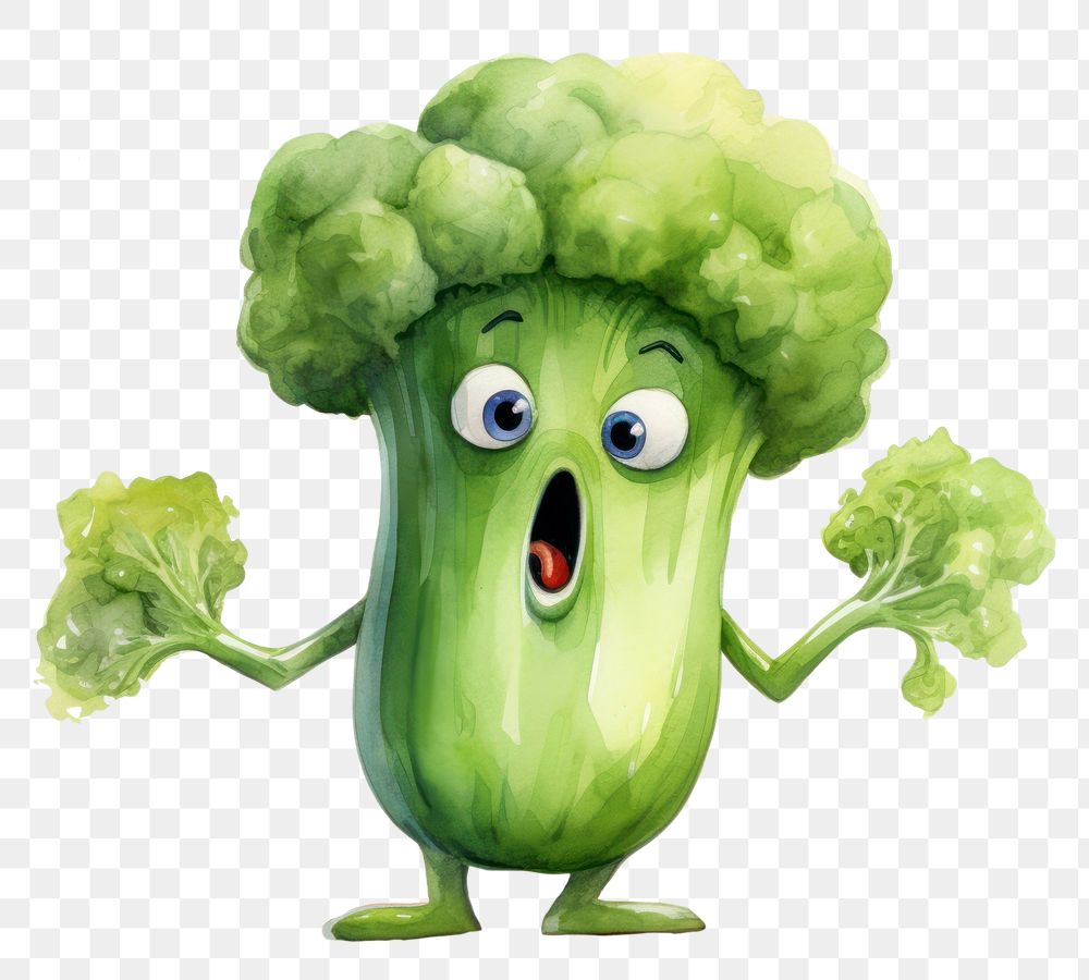 PNG  Broccoli surprised face expression vegetable plant food.
