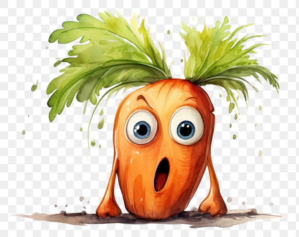 PNG  Carrot surprised face expression vegetable plant food.