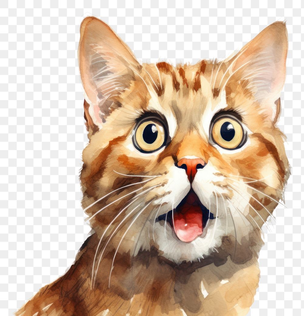 PNG  Cat surprised face expression mammal animal pet.