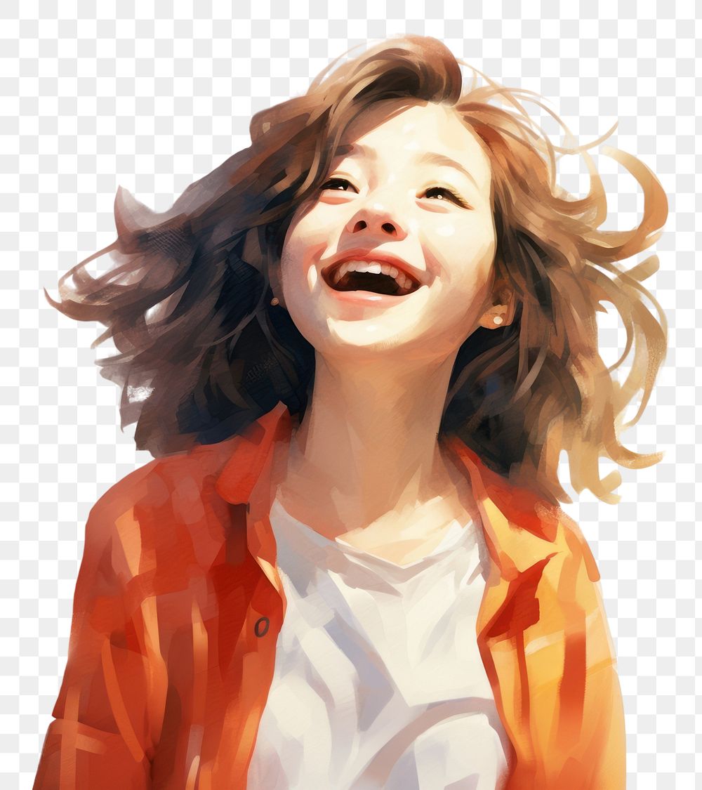 PNG  Chinese girl laughing face expression portrait adult photography.