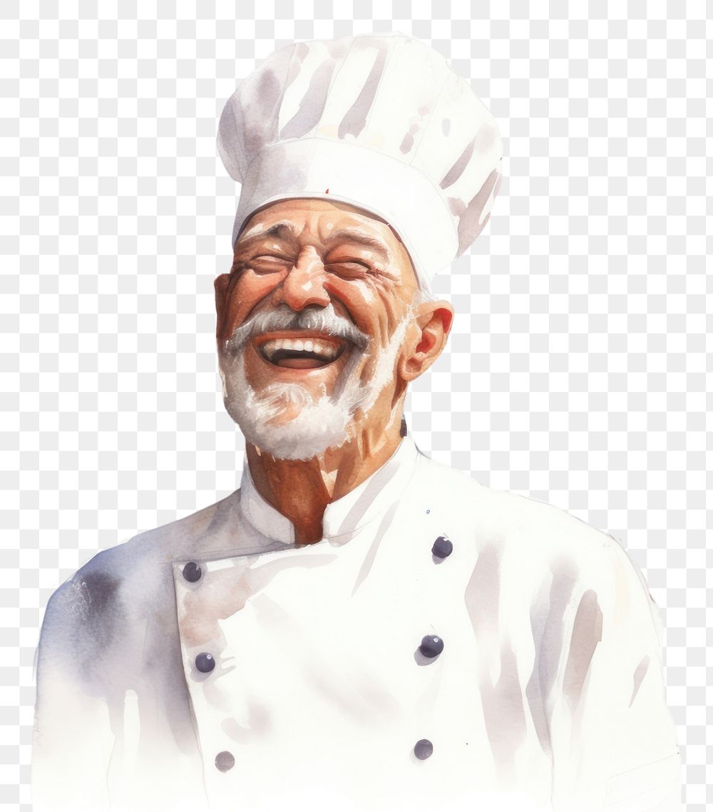 PNG  Head Chef laughing face expression portrait adult smile.