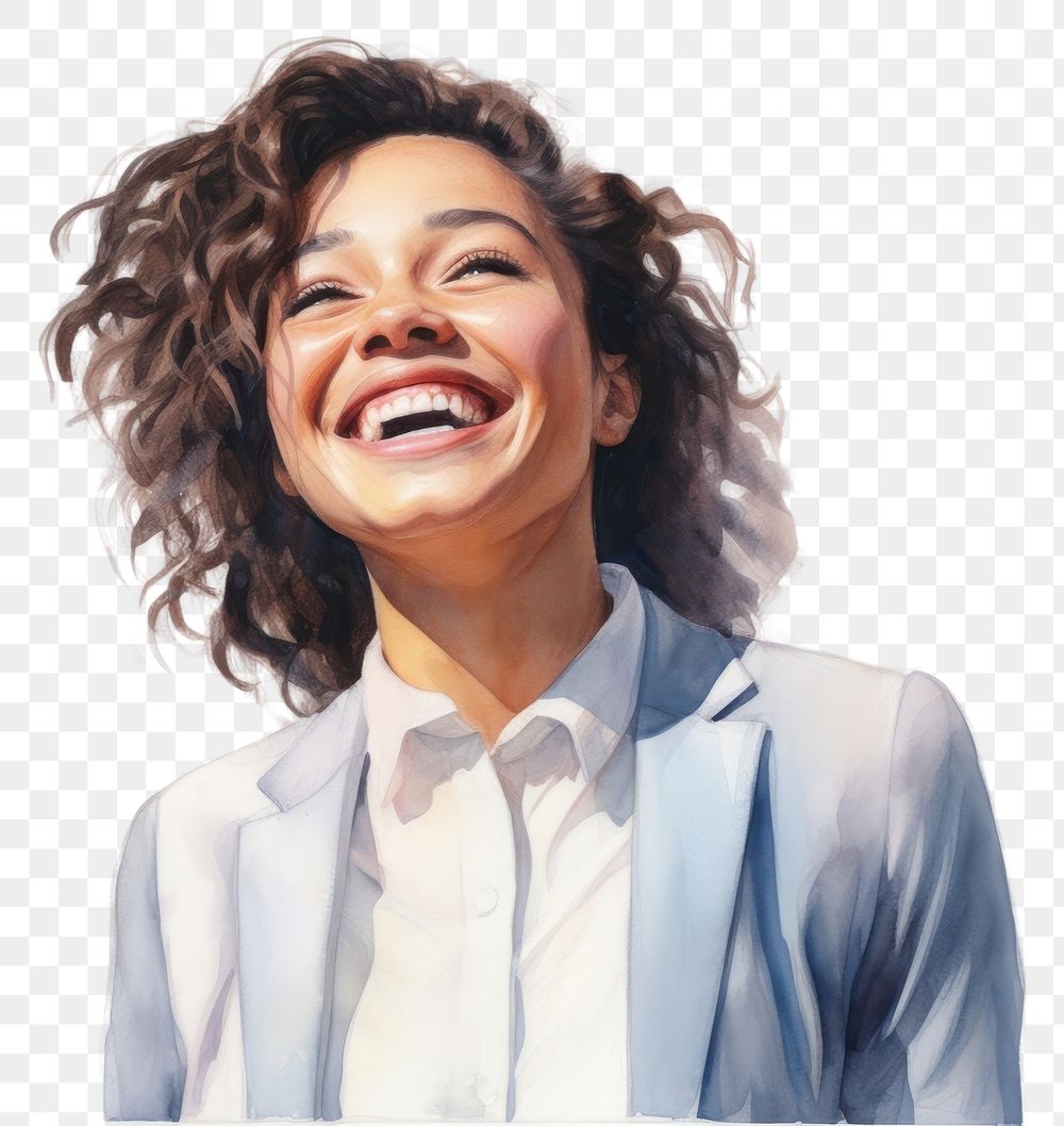 PNG  Smile face laughing adult woman. AI generated Image by rawpixel.