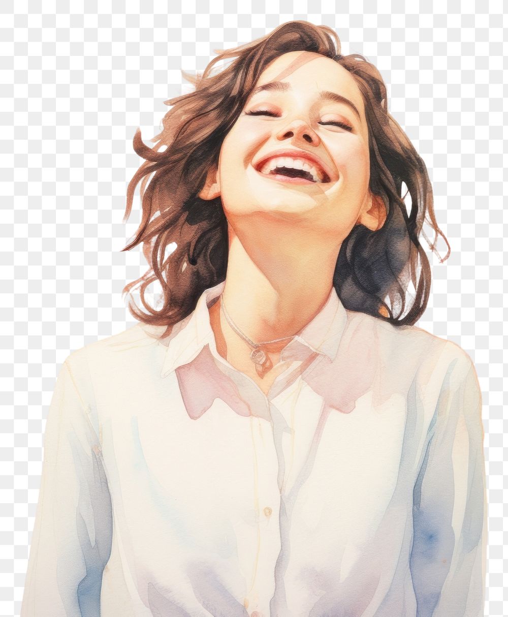PNG  Smile face laughing adult woman. AI generated Image by rawpixel.