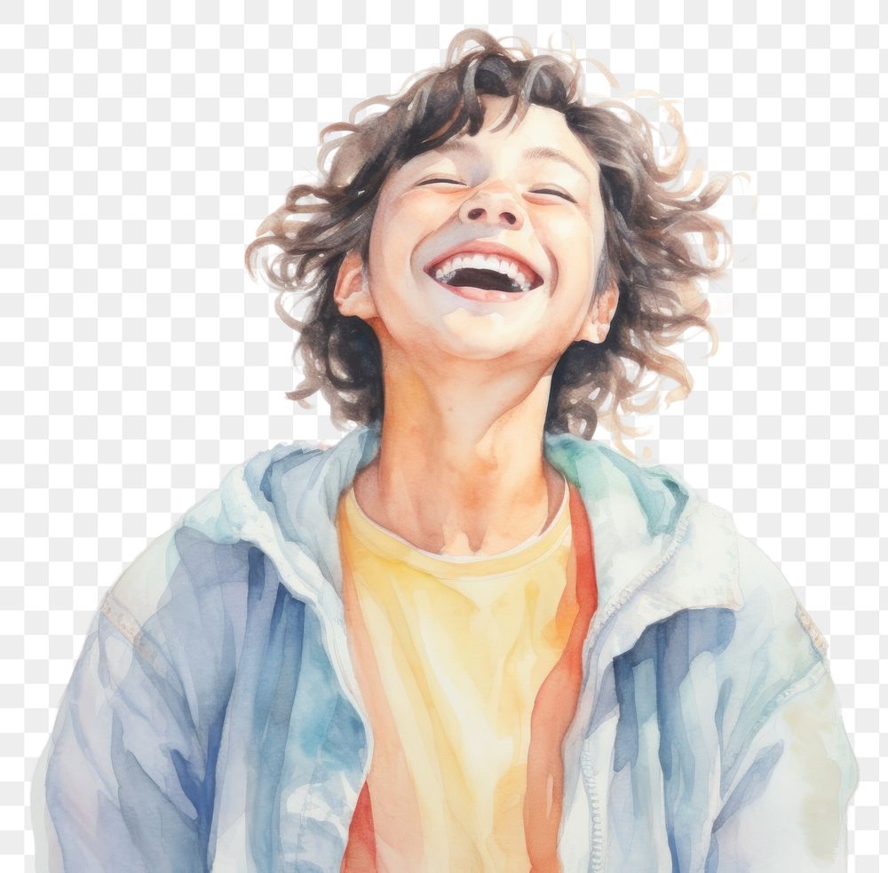 PNG  Smile face laughing portrait paint. AI generated Image by rawpixel.