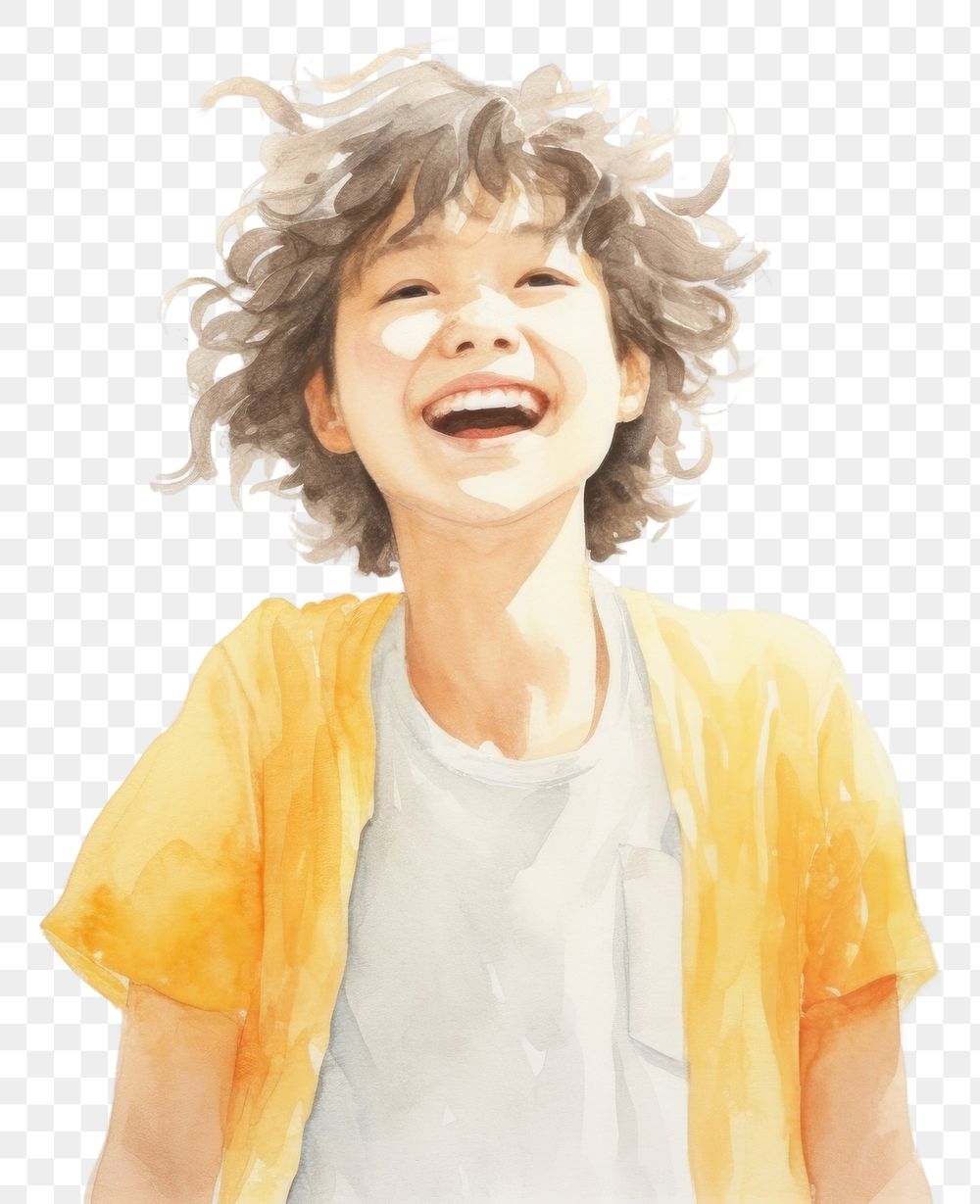 PNG  Smile face laughing portrait painting. AI generated Image by rawpixel.
