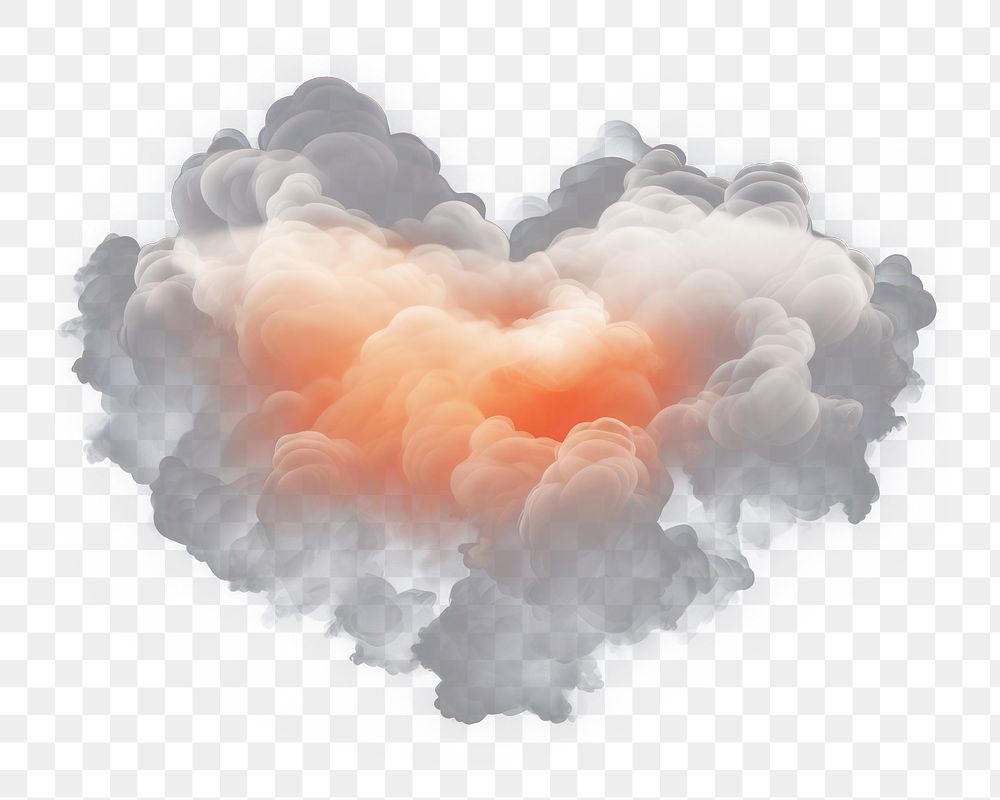 PNG Peach heart cloud smoke black background. AI generated Image by rawpixel.