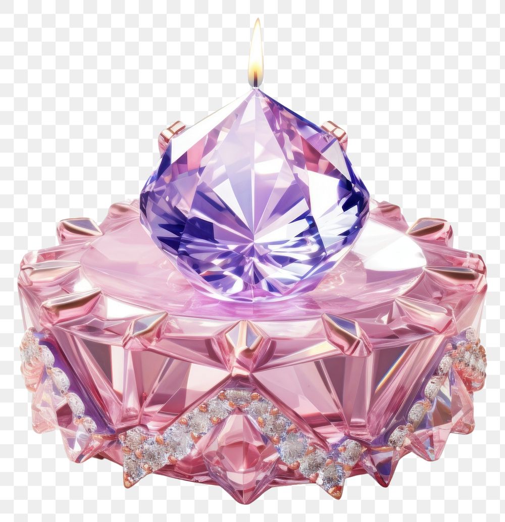 PNG Crystal birthday cake gemstone amethyst jewelry candle.