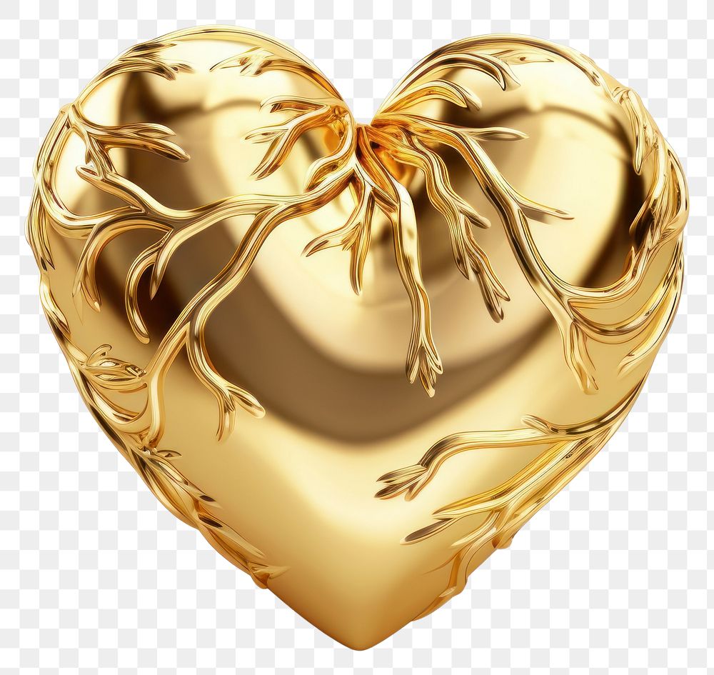 PNG  Heart gold jewelry shiny.