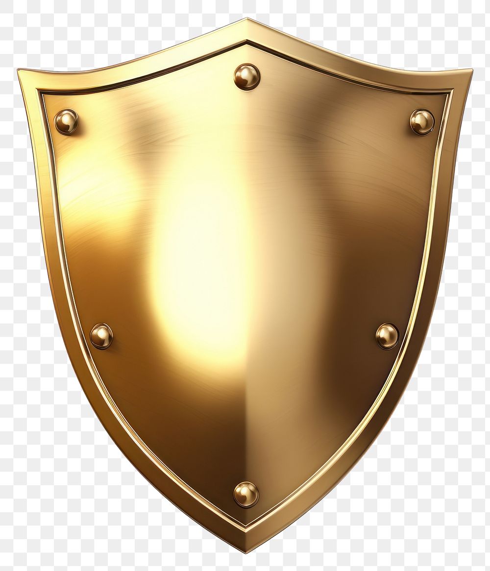 PNG  Shield shiny gold white background.