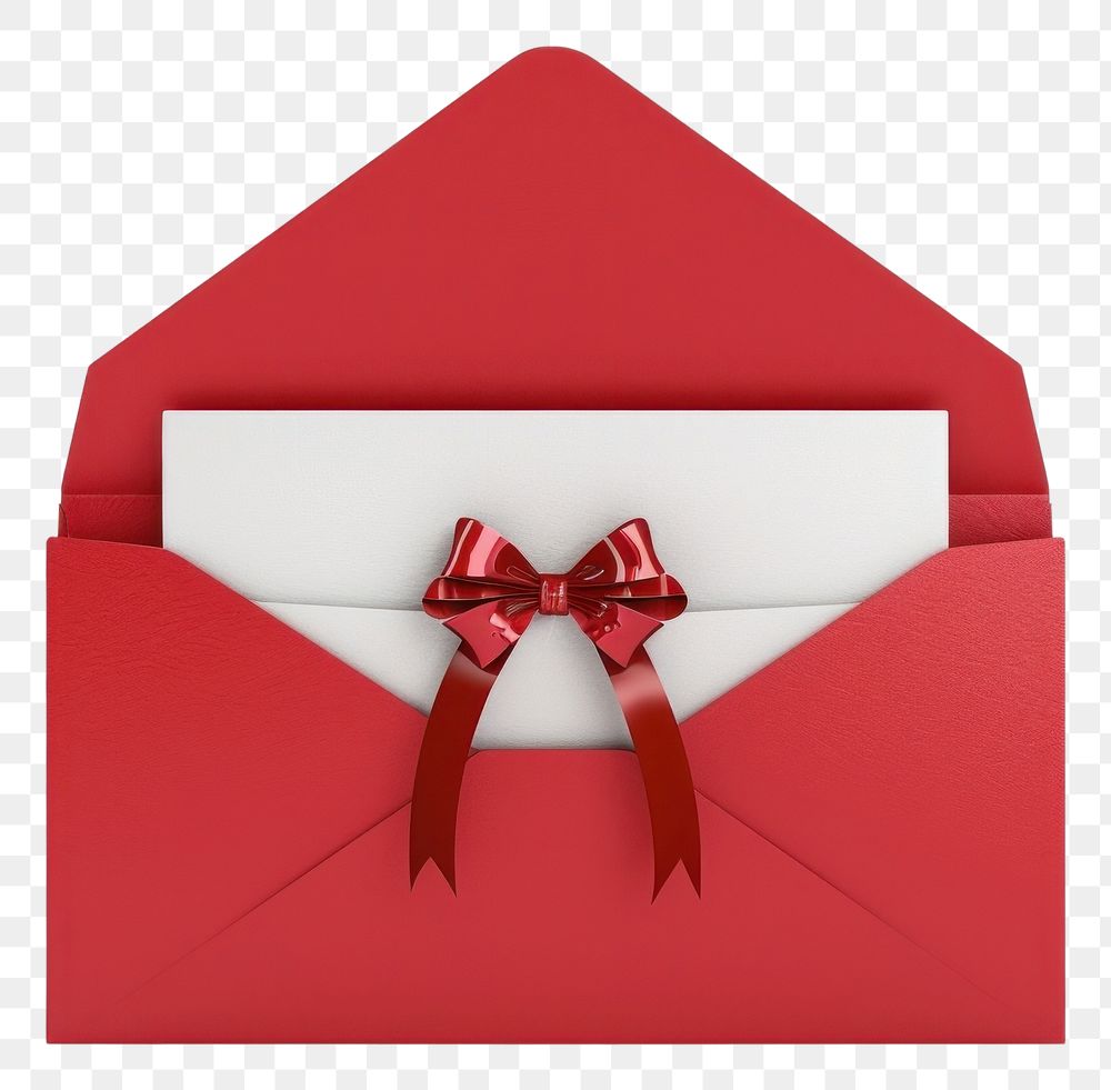 PNG White gift card wrap inside red envelop envelope mail white background.