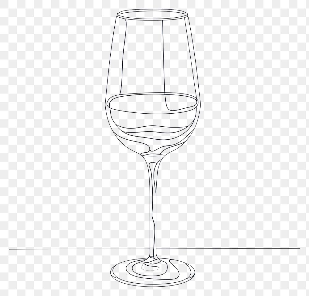 PNG  Continuous line drawing a wine glass drink refreshment drinkware.