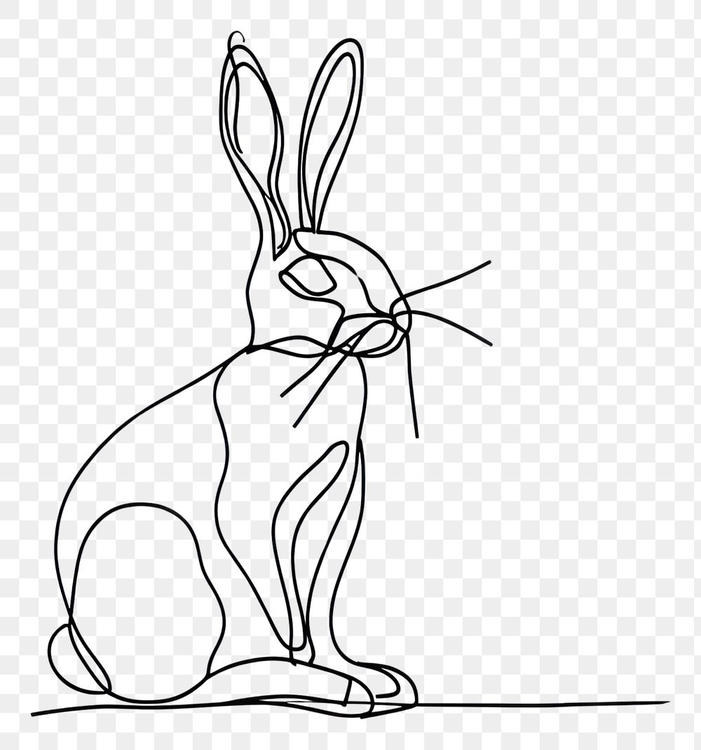 PNG  Continuous line drawing bunny animal mammal sketch.