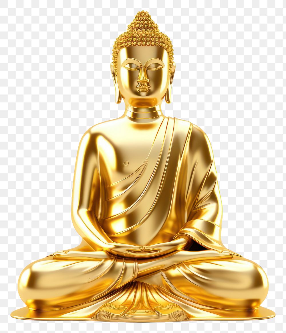 PNG  Buddha gold white background spirituality.