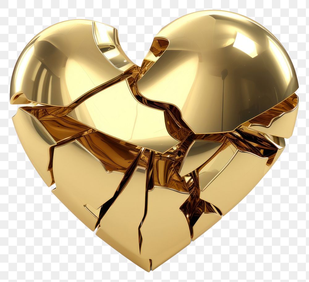 PNG  Broken heart gold jewelry shiny.