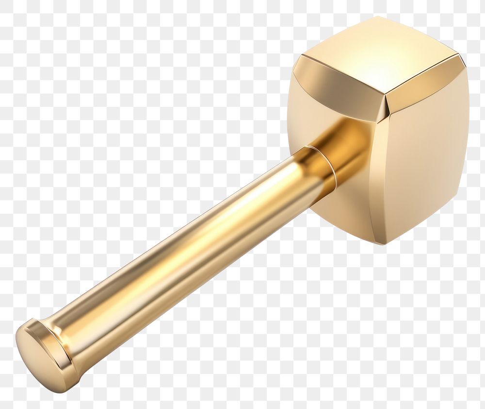 PNG  Hammer shiny gold white background.