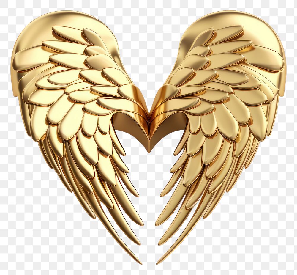 PNG  Heart with wings gold white background accessories