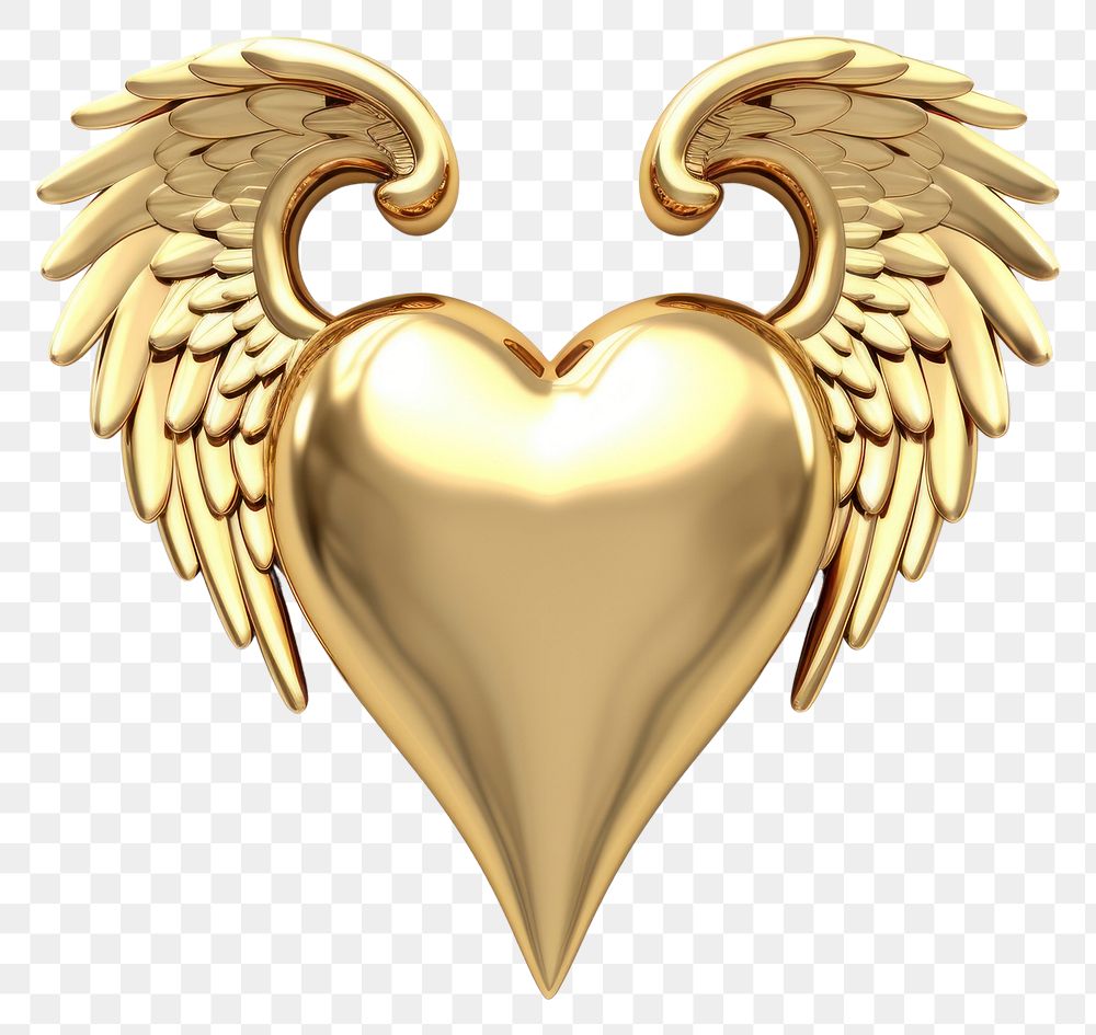 PNG  Heart with wings gold jewelry symbol.