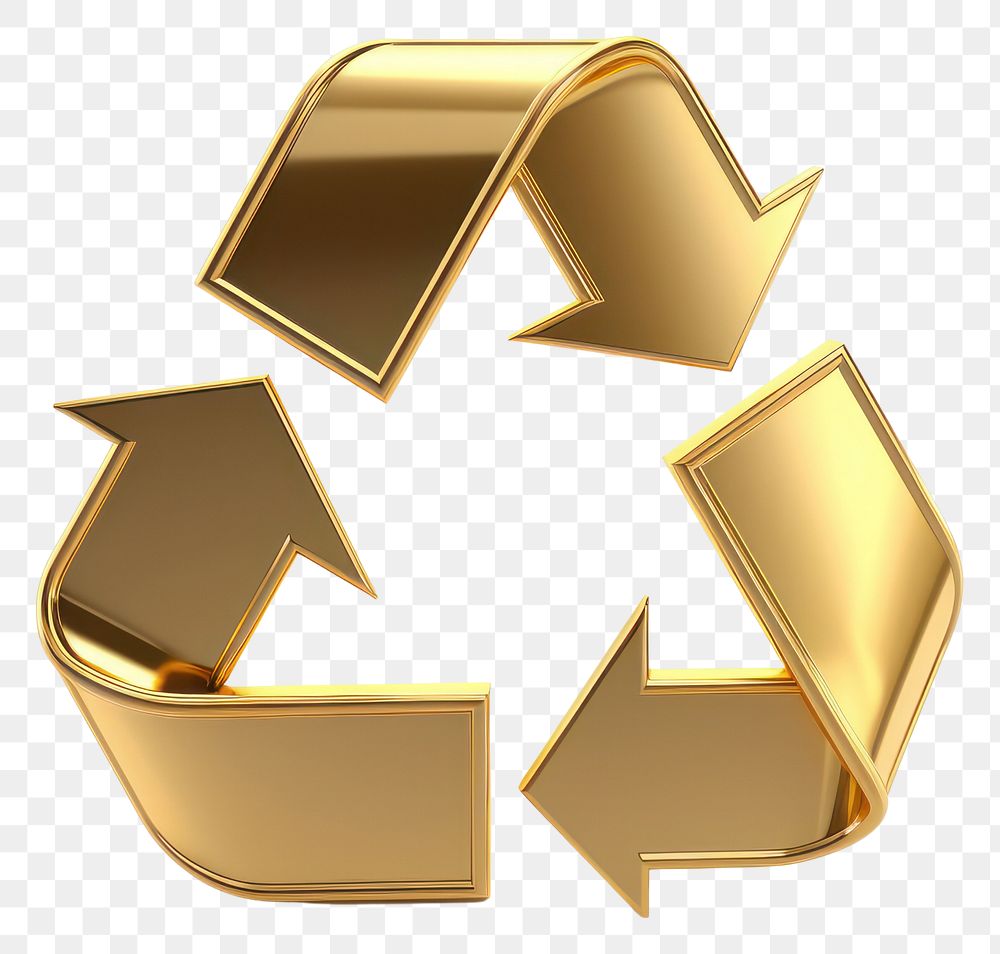 PNG  Recycle icon gold white background recycling.