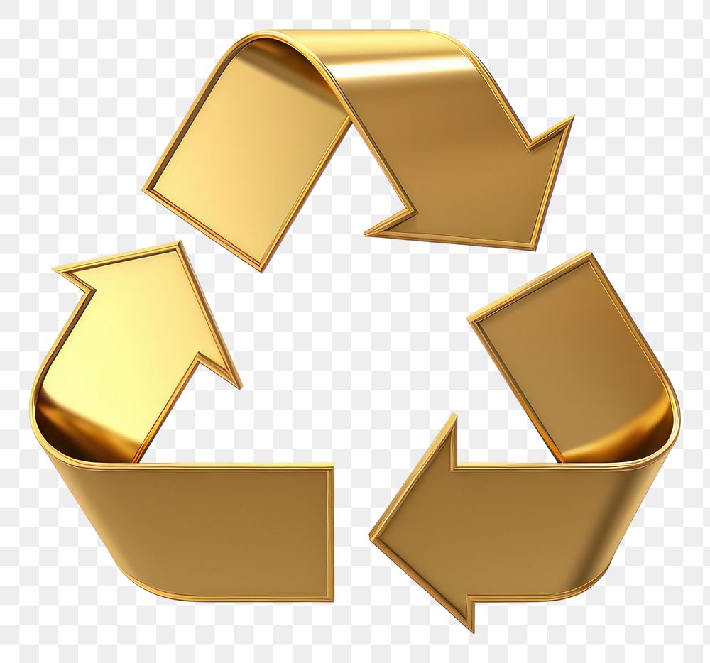 PNG  Recycle icon symbol gold white background.