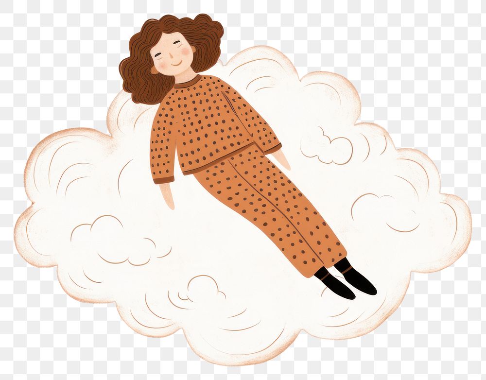 PNG  A girl sleeping on cloud drawing pattern sketch. AI generated Image by rawpixel.