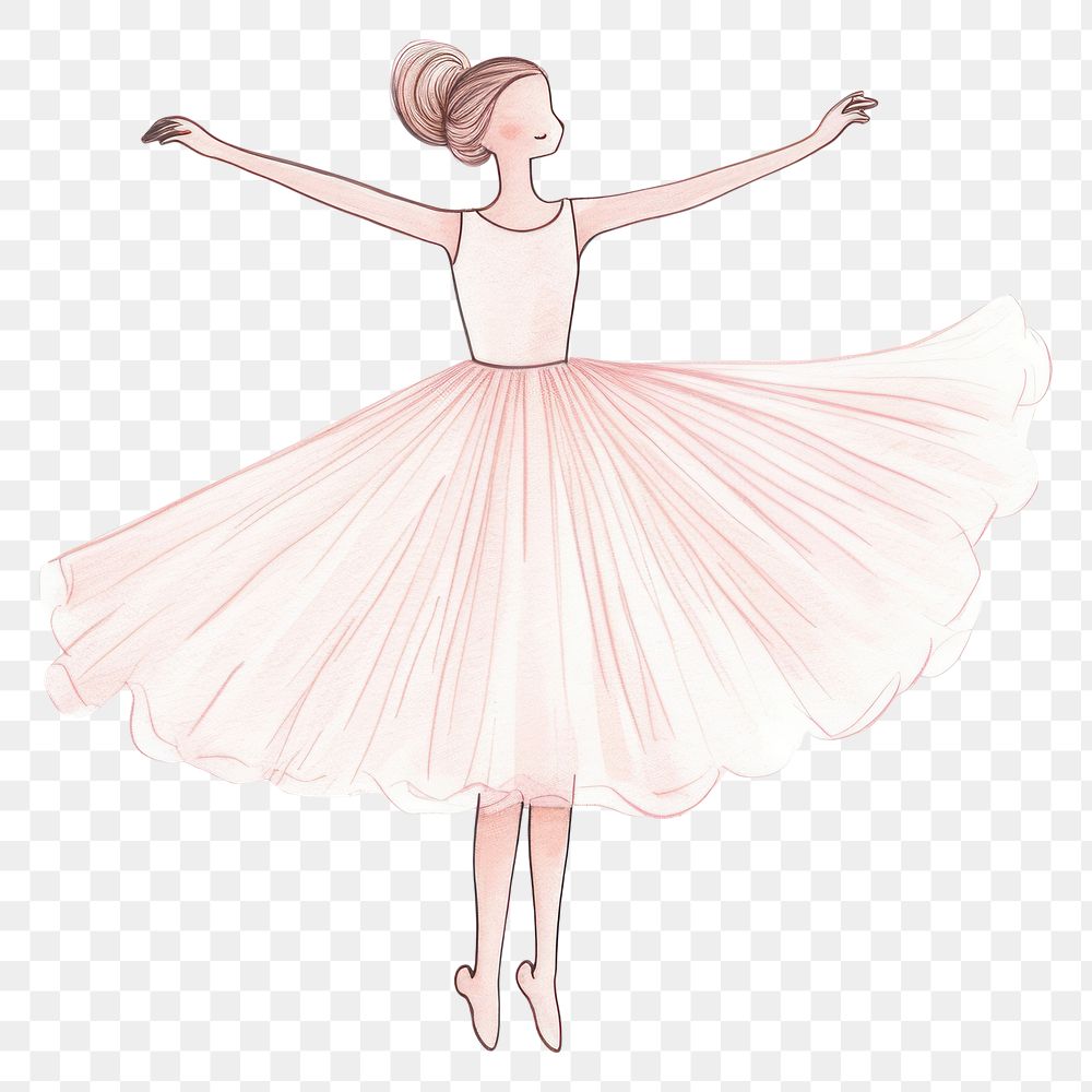 PNG Hand-drawn illustration ballerina dancing ballet entertainment.