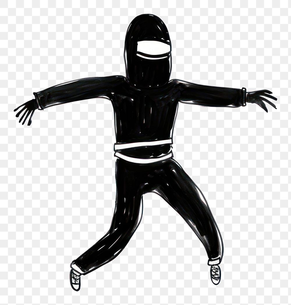 PNG Hand-drawn illustration ninja silhouette adult line.