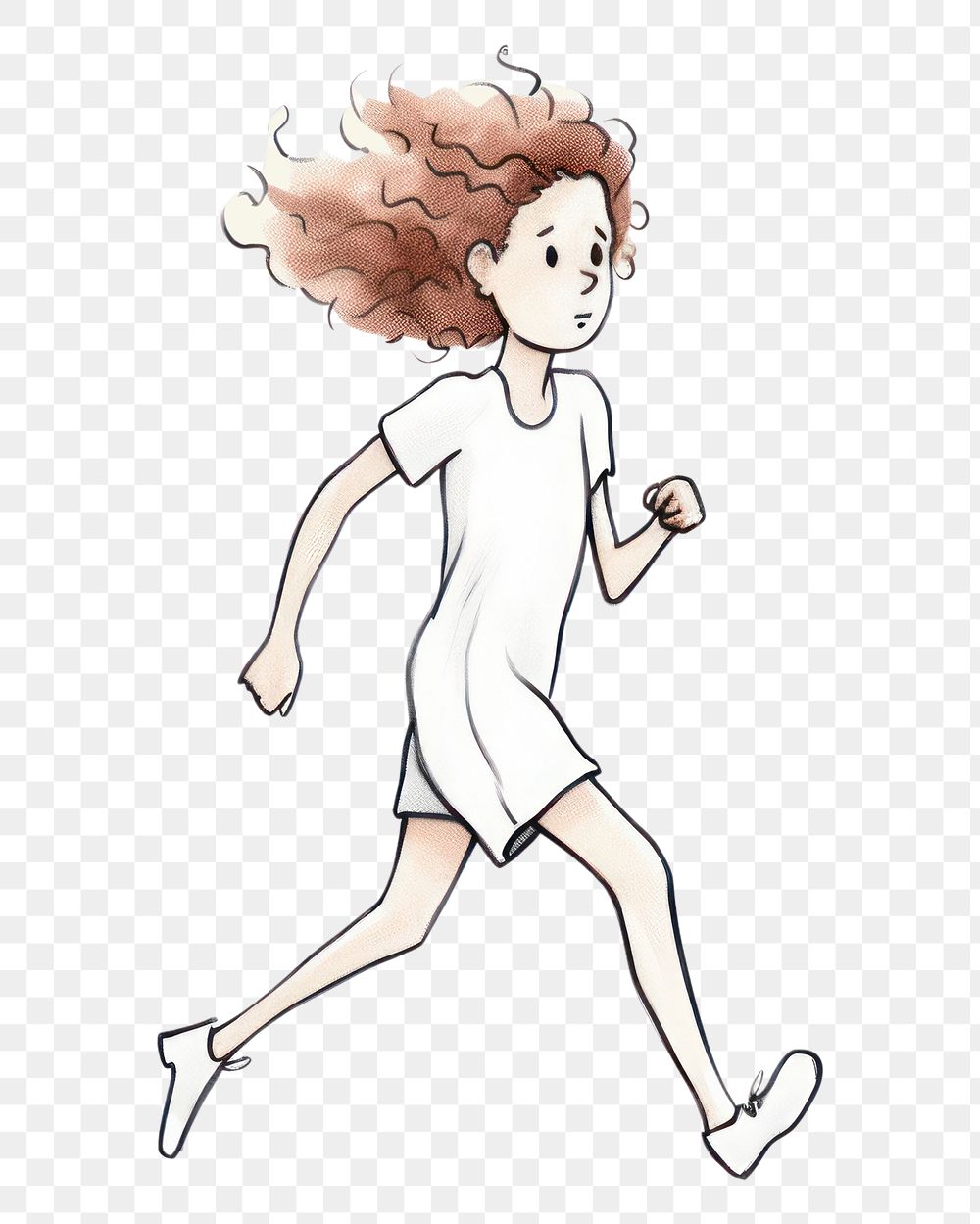 PNG Hand-drawn illustration woman running drawing sketch white.