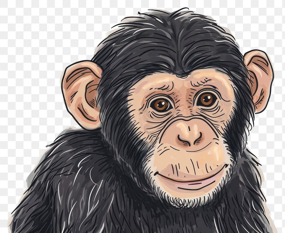PNG Mammal ape chimpanzee portrait.
