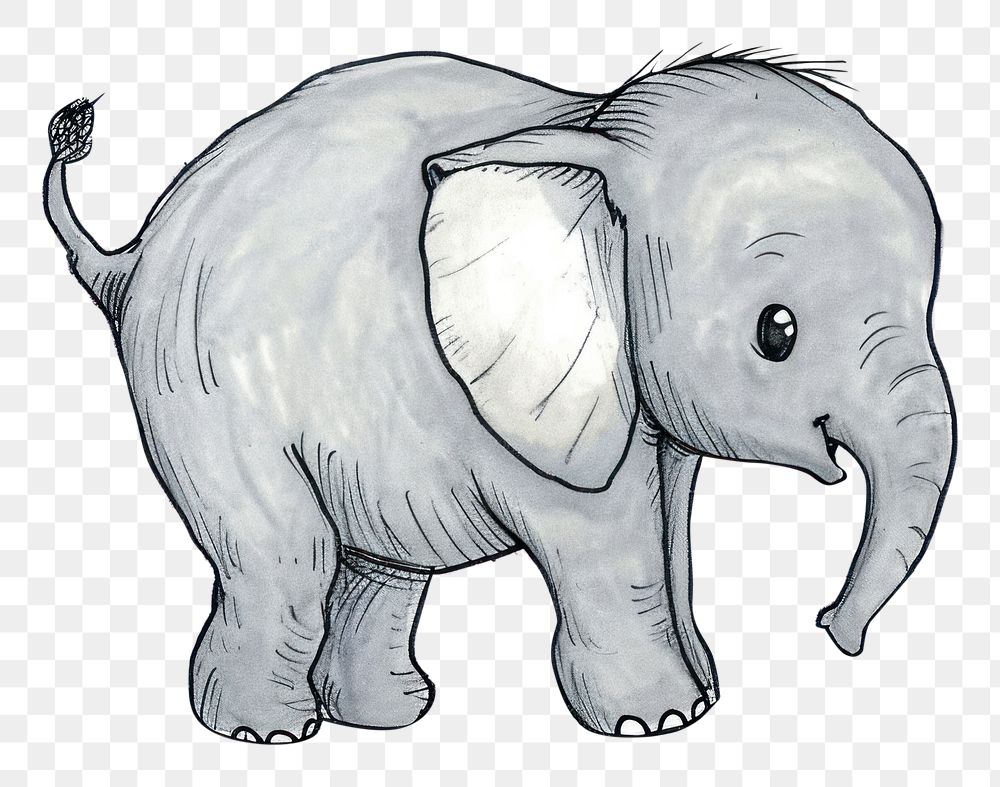 PNG Elephant drawing mammal sketch.