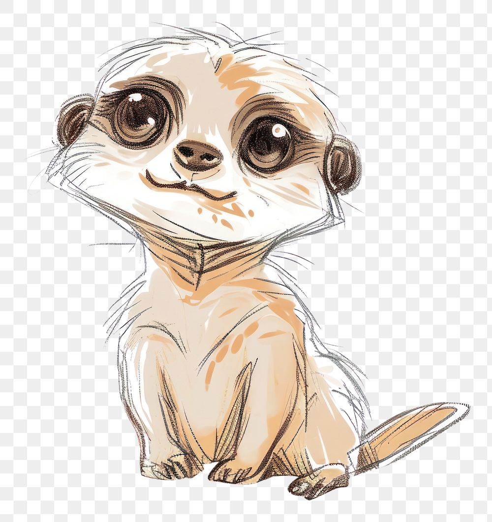 PNG Meerkat drawing mammal sketch.