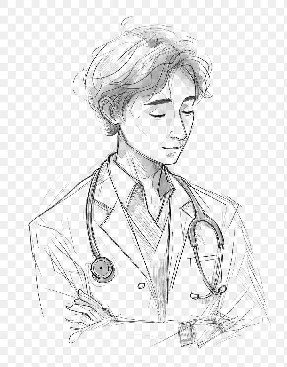 PNG  Doctor sketch drawing stethoscope. AI generated Image by rawpixel.