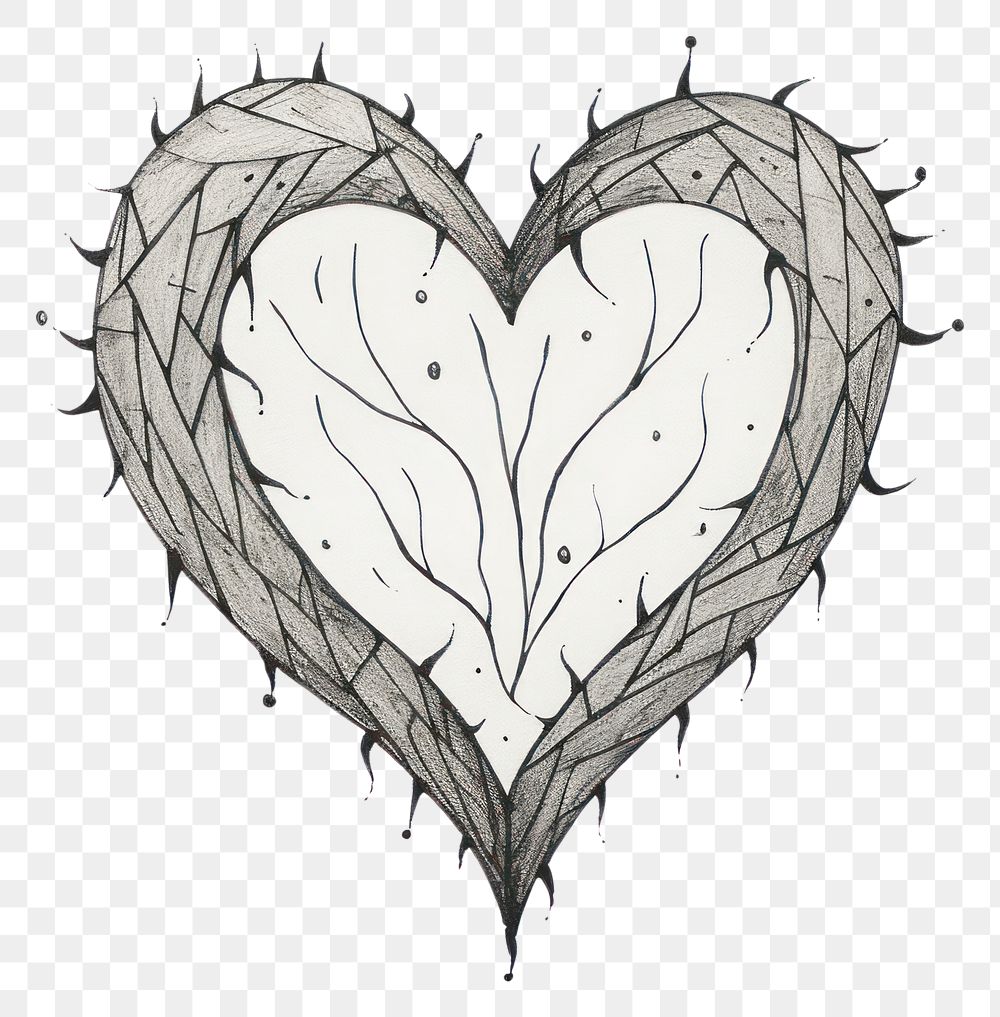 PNG  Heart sketch drawing illustrated. AI generated Image by rawpixel.