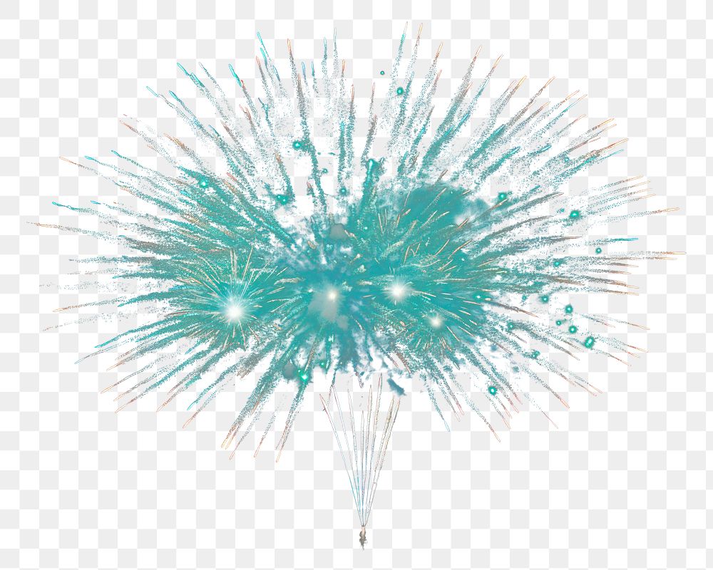 PNG  Fireworks exploding blue sky. AI generated Image by rawpixel.