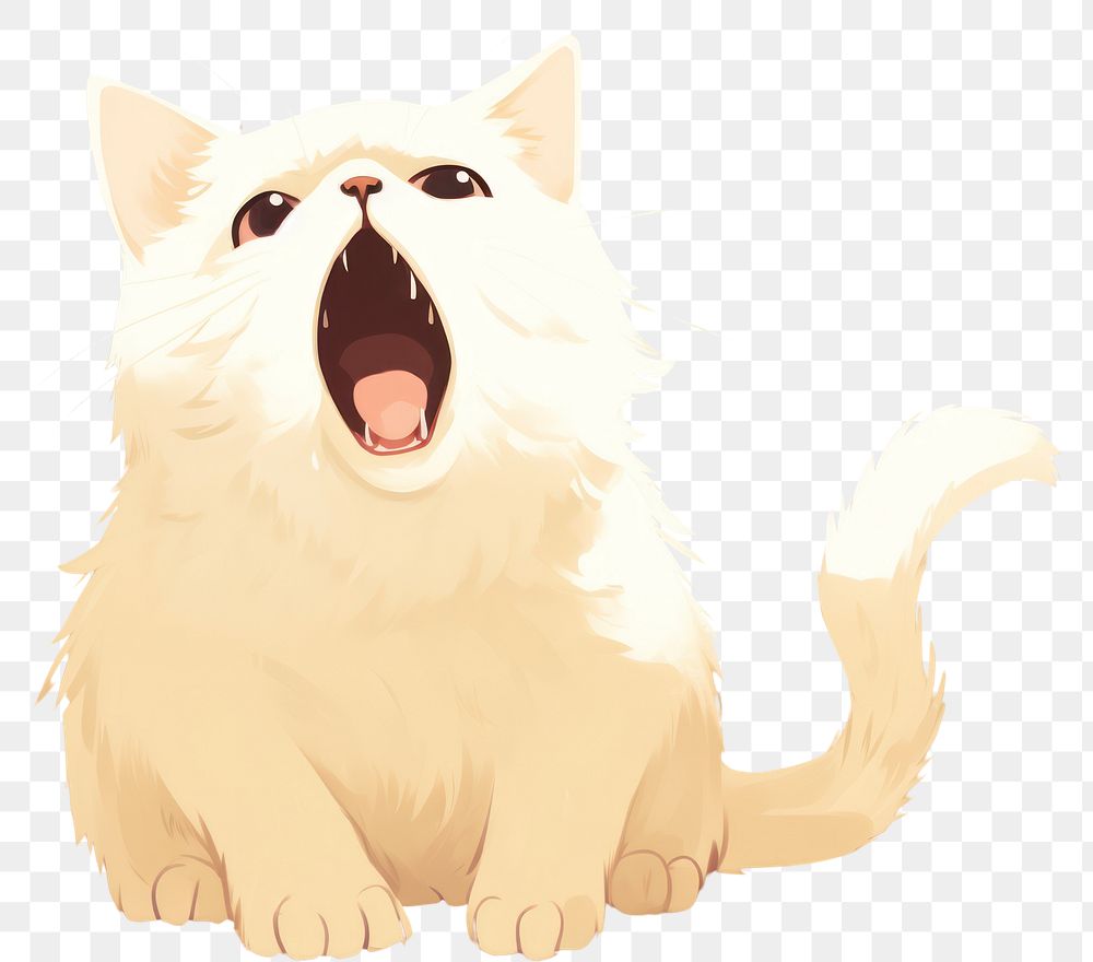 PNG  Cat screaming cartoon mammal animal. AI generated Image by rawpixel.