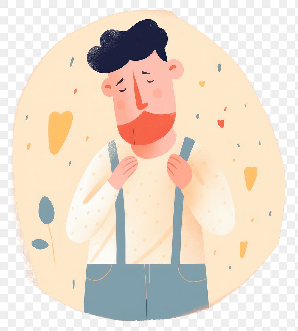 PNG  A sad man has brokening cartoon illustrated creativity. AI generated Image by rawpixel.