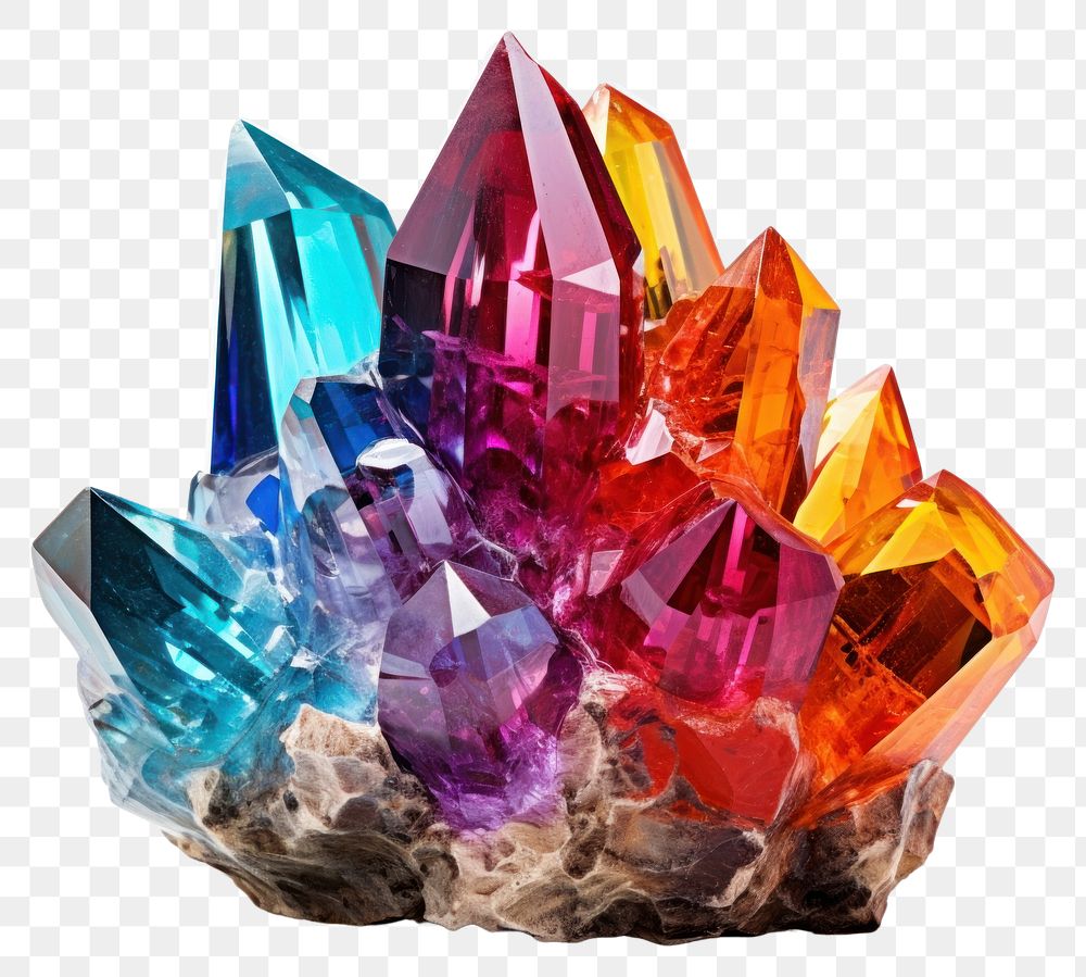 PNG  Colored crystal gemstone mineral jewelry. AI generated Image by rawpixel.