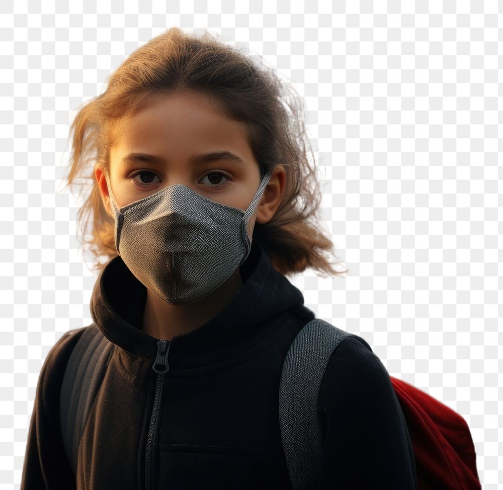 PNG  Woman wearing normal surgical mask photography pollution factory. AI generated Image by rawpixel.