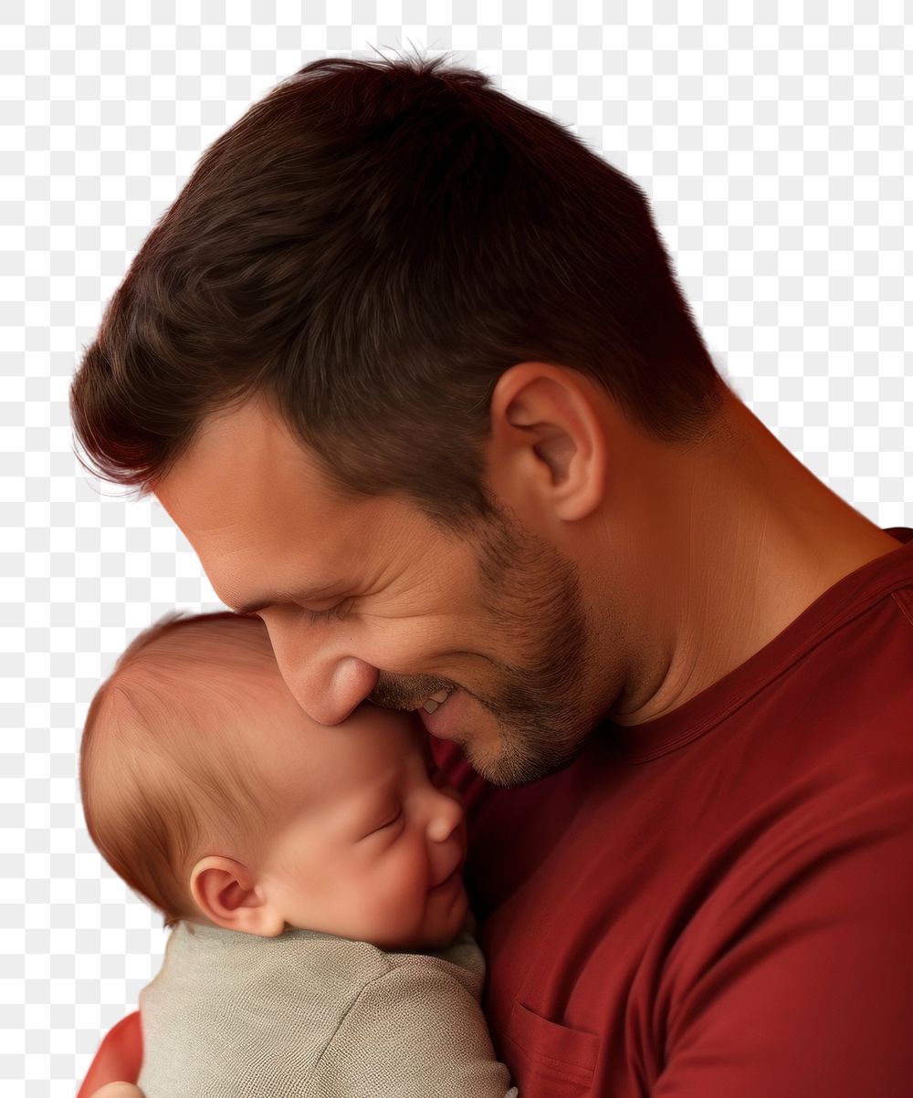 PNG  Father hold his child portrait newborn photo. AI generated Image by rawpixel.