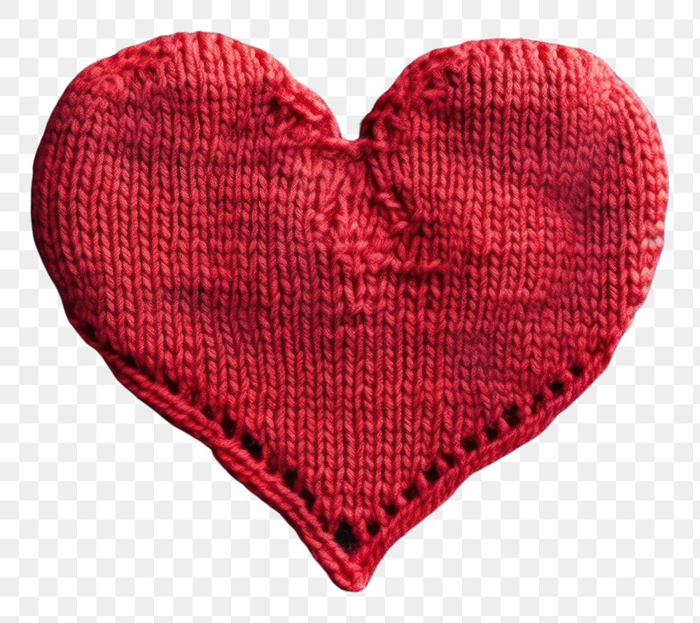 PNG Red knit heart on denim fabric texture material clothing knitwear. AI generated Image by rawpixel.