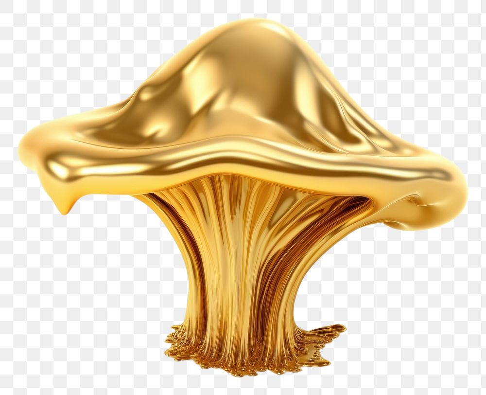 PNG Melting mushroom fungus gold white background.