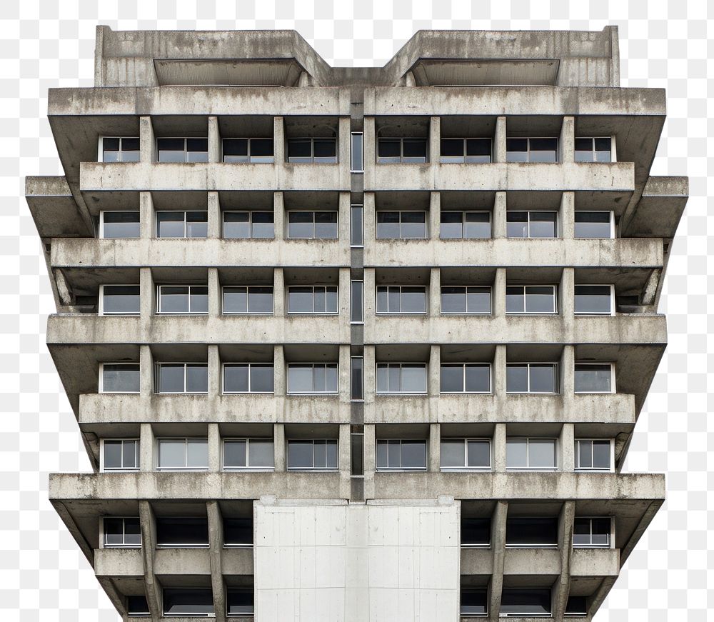 PNG  Brutalist office skyscraper building top architecture city white background.